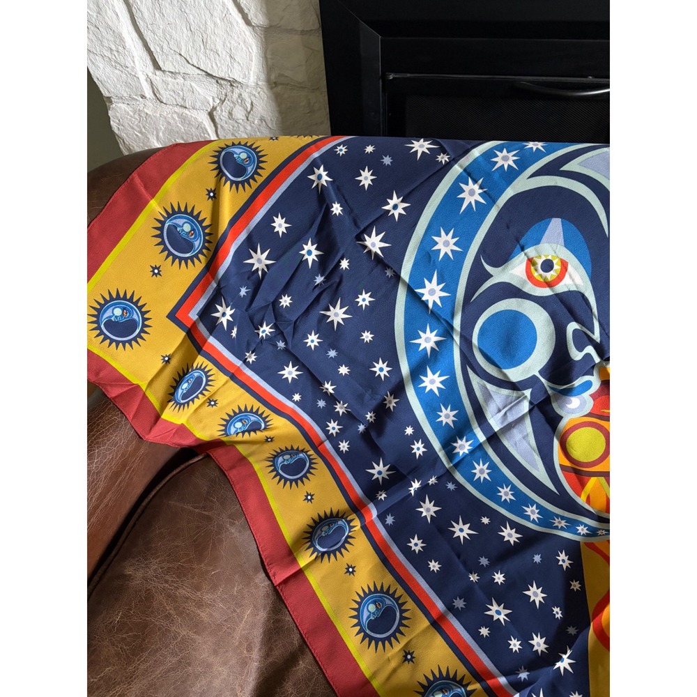 Vintage Bob Mackie 100% Silk Scarf Sun Moon Celestial Wearable Art NWT 38x38 - Picture 2 of 13